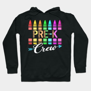 Team Pre K Crew Back To School Crayons Kids Teacher Hoodie